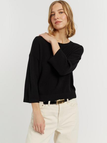 Chinti & Parker Cloud Cashmere Cropped Jumper, Black