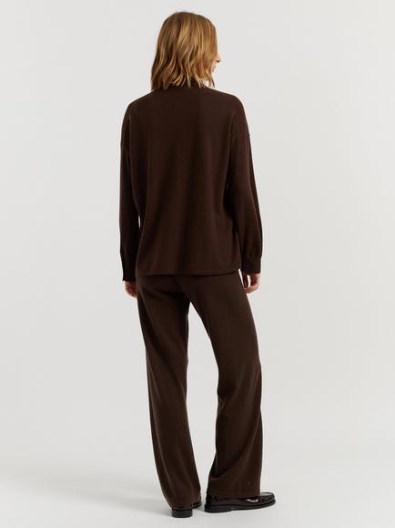 Chinti & Parker Wool-Cashmere Collared Shirt, Chocolate - view 2, Chocolate