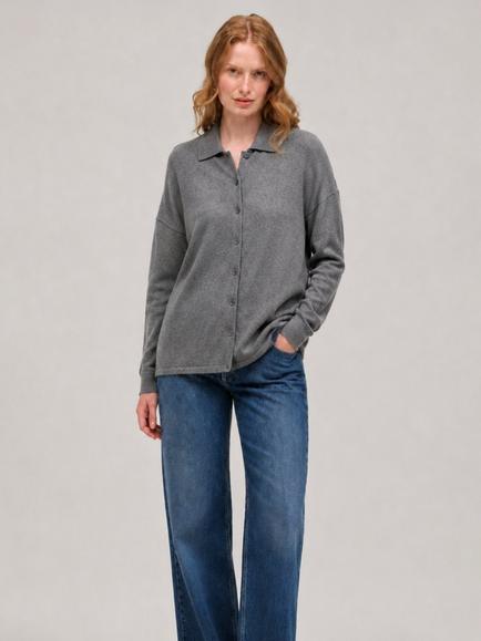 Chinti & Parker Wool-Cashmere Collared Shirt - view 2, Grey