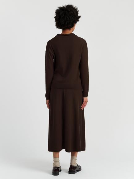 Chinti & Parker Wool-Cashmere Collared Jumper - view 2, Chocolate