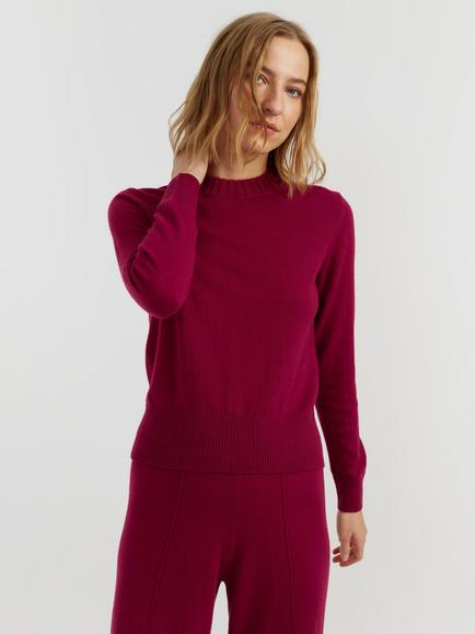 Chinti & Parker Wool-Cashmere Cropped Jumper, Cherry