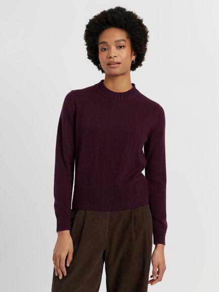 Chinti & Parker Wool-Cashmere Cropped Jumper, Aubergine