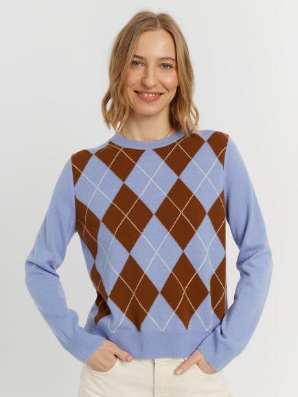 Chinti & Parker Argyle Wool-Cashmere Jumper, Baby Blue