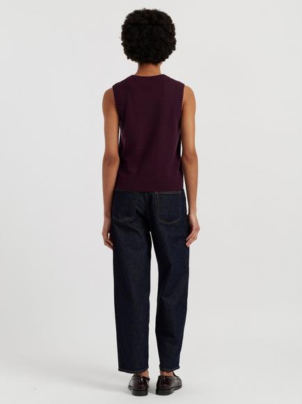 Chinti & Parker Wool-Cashmere Round Neck Tank - view 2, Aubergine