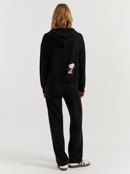 Chinti & Parker Peanuts Wool-Cashmere Snoopy Hoodie, Black - view 2, Black