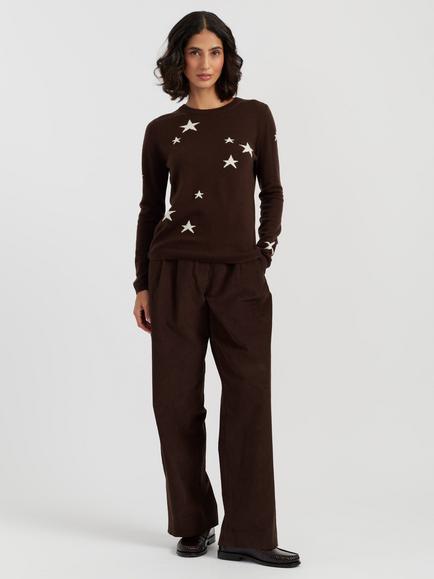 Chinti & Parker Wool with Cashmere Star Sweater, Chocolate - view 2, Chocolate