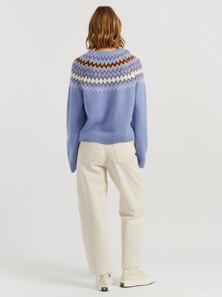 Chinti & Parker Wool with Cashmere Fair Isle Sweater, Baby Blue - view 2, Baby Blue