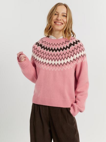 Chinti & Parker Wool-Cashmere Fair Isle Jumper, Salmon, Salmon