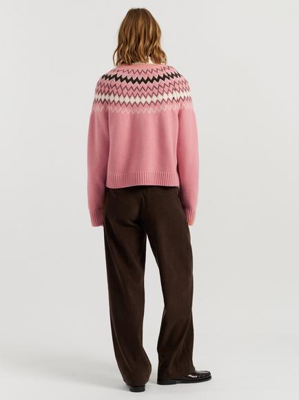 Chinti & Parker Wool-Cashmere Fair Isle Jumper, Salmon - view 2, Salmon