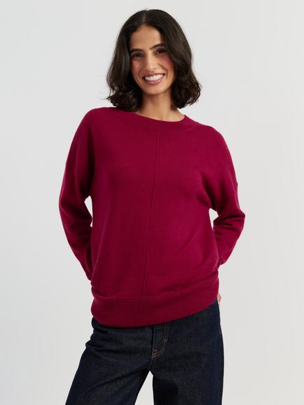 Chinti & Parker Wool-Cashmere Slouchy Jumper, Cherry