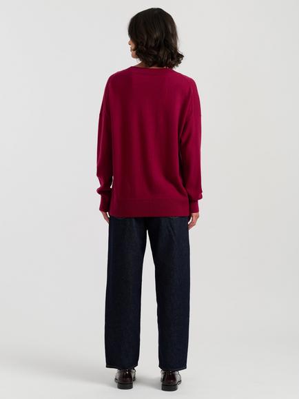 Chinti & Parker Wool-Cashmere Slouchy Jumper - view 2, Cherry