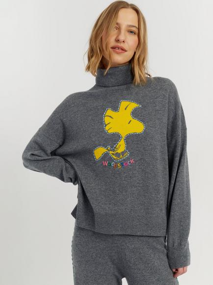 Chinti & Parker Peanuts Wool-Cashmere Woodstock Roll Neck Jumper, Grey, Grey