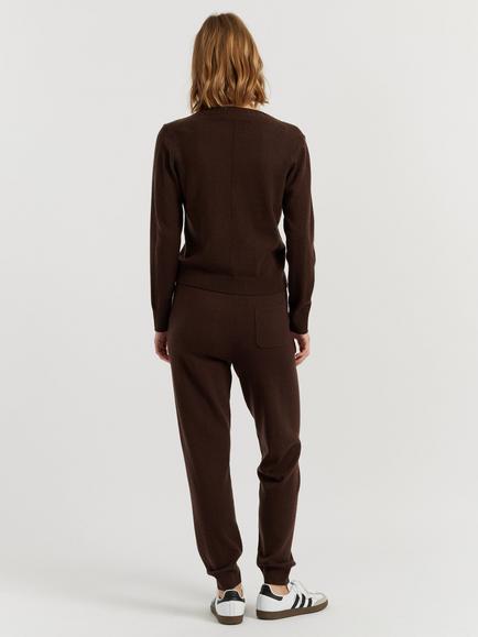 Chinti & Parker Cuffed Wool Joggers - view 2, Chocolate