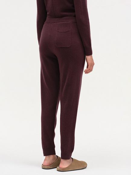 Chinti & Parker Wool-Cashmere Cuffed Joggers, Aubergine - view 2, Aubergine
