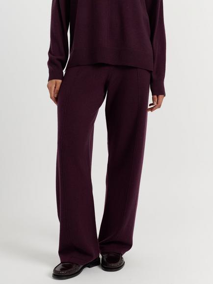 Chinti & Parker Wool-Cashmere Wide-Leg Track Trousers, Aubergine