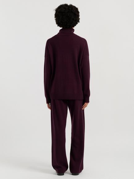 Chinti & Parker Wool-Cashmere Wide-Leg Track Trousers - view 2, Aubergine