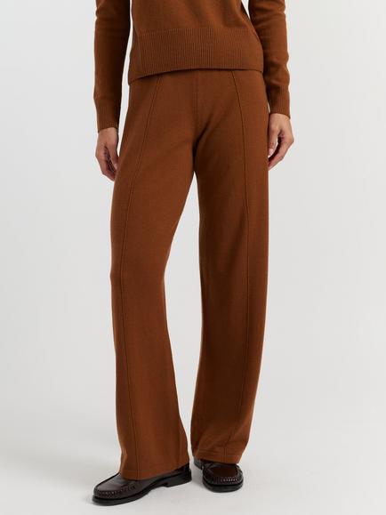 Chinti & Parker Wool-Cashmere Wide-Leg Track Trousers, Toffee