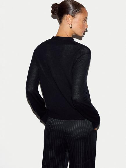 Jigsaw Fine Merino Wool Cardigan Top, Navy - view 2, Navy