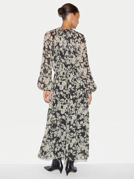 Jigsaw Camellia Floral Midi Dress, Black - view 2, Black