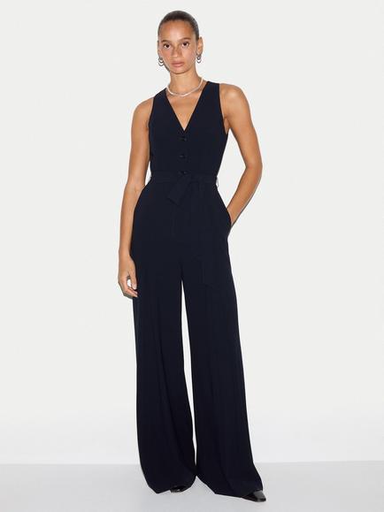 Jigsaw Sleeveless Tailored Jumpsuit, Navy, Navy