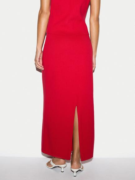 Jigsaw Cotton Button Skirt, Red - view 2, Red