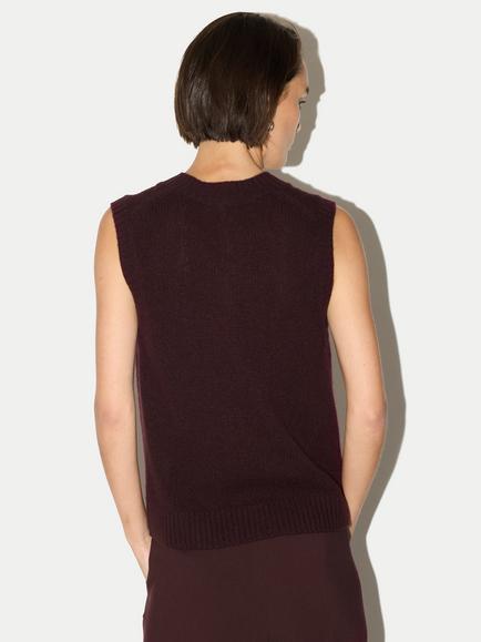 Jigsaw Cashmere V-Neck Tank Top, Burgundy - view 2, Burgundy