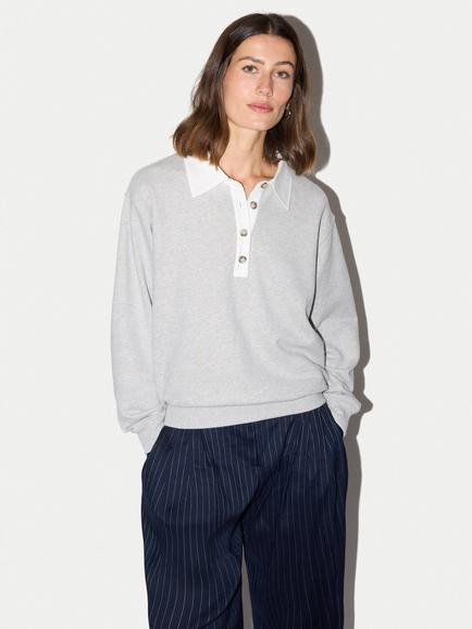 Jigsaw Cotton Collared Sweatshirt, Grey