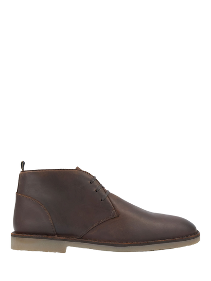 Dune London Cashed Leather Chukka Boots, Dark Brown, Dark Brown
