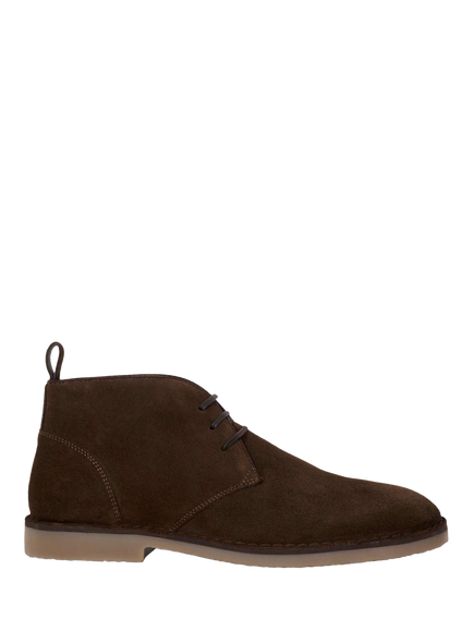 Dune London Cashed Wide Fit Suede Desert Boots, Brown