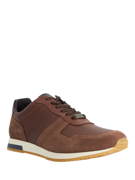 Dune London Trusting Leather Trainers, Brown-leather - view 2, Brown-leather