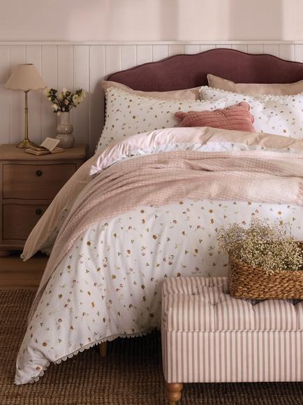 Laura Ashley Neve Floral Duvet Cover Set, Pastel Pink, Pastel Pink