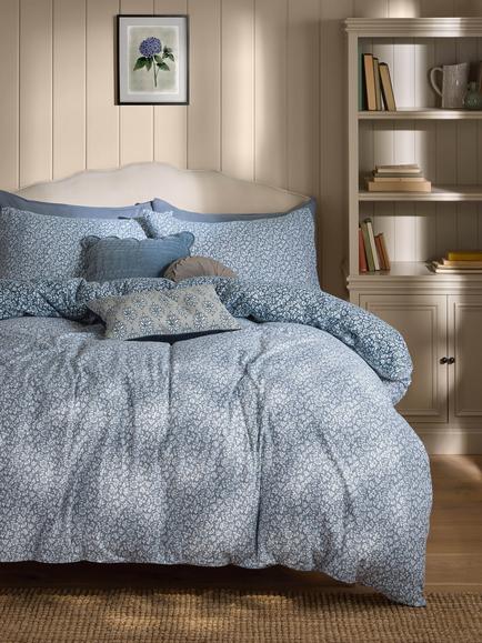 Laura Ashley Sweet Alyssum Brushed Cotton Duvet Cover Set, Denim Blue - view 2, Denim Blue
