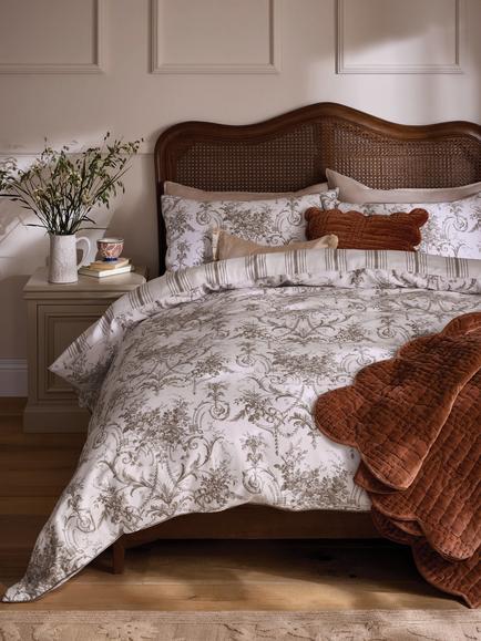 Laura Ashley Tuileries 200 Thread Count Duvet Cover Set, Dark Truffle, Dark Truffle