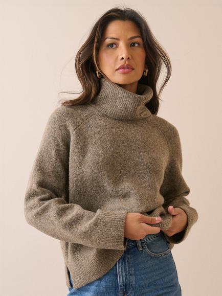 Topshop Isla Roll Neck Jumper, Brown, Brown