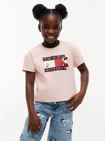Tommy Hilfiger Kids' Peanuts Flag T-Shirt, Pink, Pink