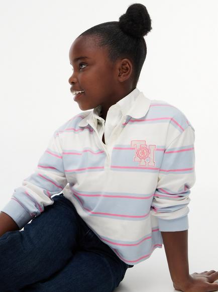 Tommy Hilfiger Kids' Long Sleeve Stripe Polo Shirt, Multi - view 2, Multi