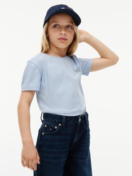 Tommy Hilfiger Kids' Tommy Script T-Shirt, Sky Blue