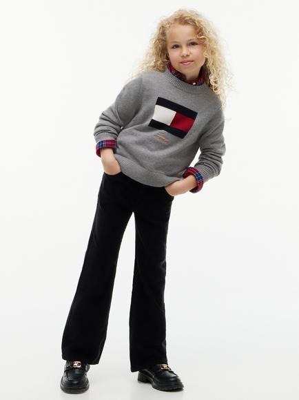 Tommy Hilfiger Kids' Rib Cord Flared Trousers, Black - view 2, Black
