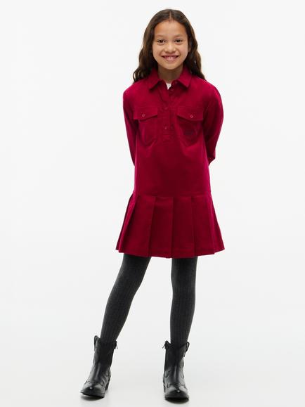 Tommy Hilfiger Kids' Long Sleeve Corduroy Shirt Dress, Red, Red
