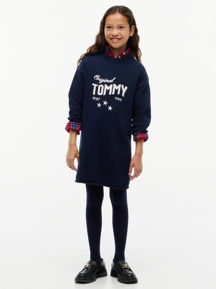 Tommy Hilfiger Kids' Cotton Crew Neck Star Jumper, Dark Blue, Dark Blue