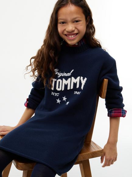 Tommy Hilfiger Kids' Cotton Crew Neck Star Jumper, Dark Blue - view 2, Dark Blue