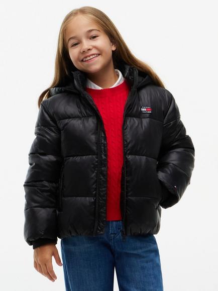 Tommy Hilfiger Kids' Hooded Shiny Padded Jacket, Black, Black