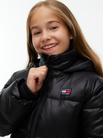 Tommy Hilfiger Kids' Hooded Shiny Padded Jacket, Black - view 2, Black