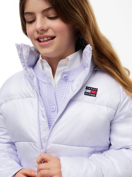 Tommy Hilfiger Kids' Hooded Puffer Jacket, Light Purple - view 2, Light Purple