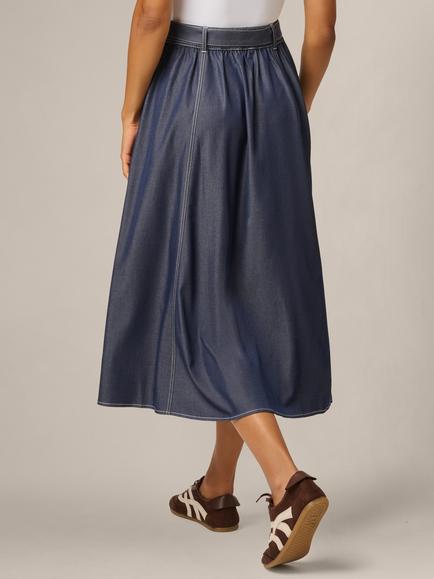 Adrianna Papell Denim Like A Line Skirt, Washed Blue Denim - view 2, Washed Blue Denim