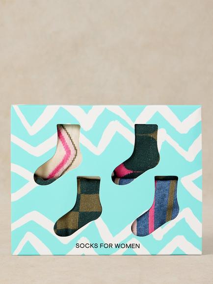 White Stuff Geo Print Ankle Socks, Pack of 4, Multi - view 2, Multi