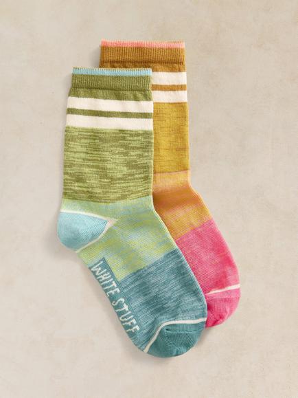 White Stuff Sport Gradient Ankle Socks, Pack of 2, Multi, Multi