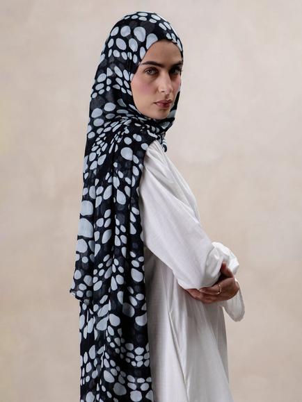 Aab Stone Print Hijab, Blue/Multi, Blue Multi