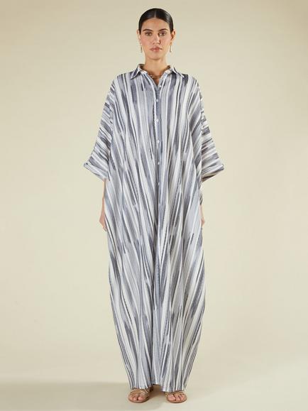 Aab Free Maxi Shirt Dress, Grey/Multi - view 2, Grey Multi