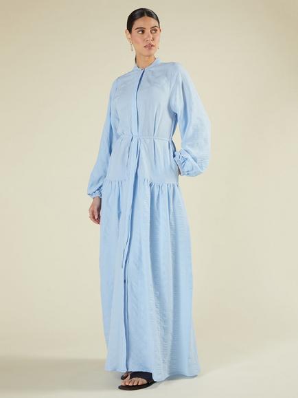 Aab Sky Textured Maxi Dress, Blue, Blue Mid